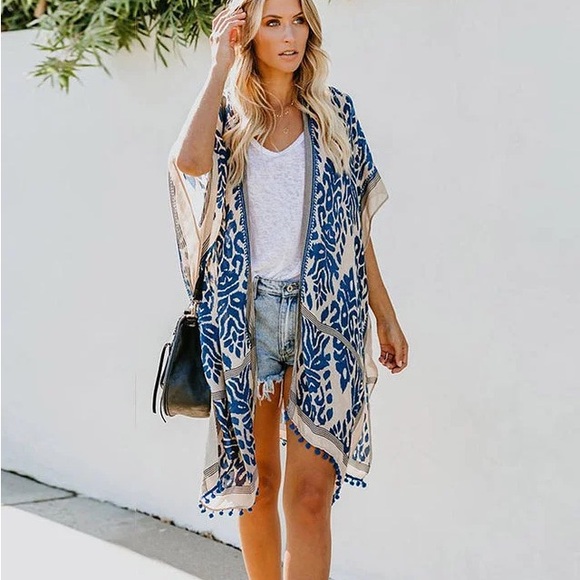 Women Kimono summer beach cover up cardigan - Picture 3 of 6